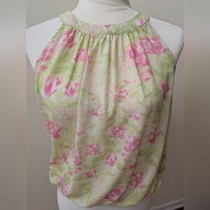 Rose & Olive Pink and Green Floral Blouse